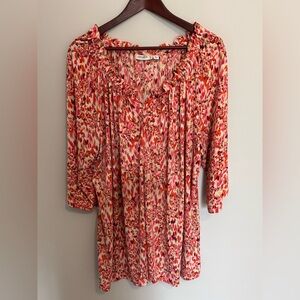 Susan Graver Women’s 3X Liquid Knit Blouse Top Pink Orange 3/4 Sleeve Career